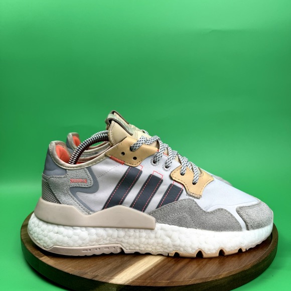 WOMENS ADIDAS NITE JOGGER WHITE GLOW ORANGE SIZE 9 - Picture 3 of 8